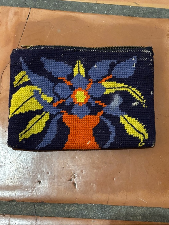 Handbags - Vintage Hand-Embroidered Floral Needlepoint Coin Purse/Pouch
